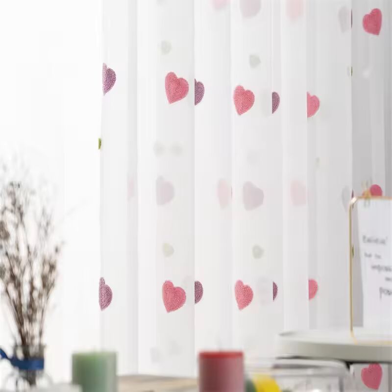Cartoon Blackout Curtain For Baby Girls Bedroom Embroidered 3D Pink Love Heart Luxury Children Window Drapes Living Room M057H