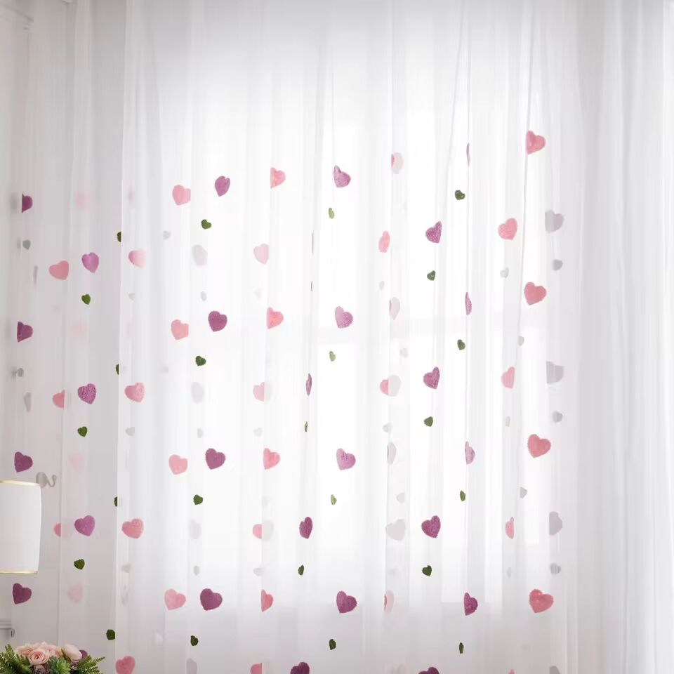 Cartoon Blackout Curtain For Baby Girls Bedroom Embroidered 3D Pink Love Heart Luxury Children Window Drapes Living Room M057H